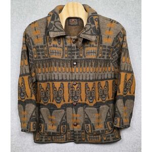 Vintage Longhouse Chore Coat Womens Medium Brown Wool Jacket Tribal Made Canada